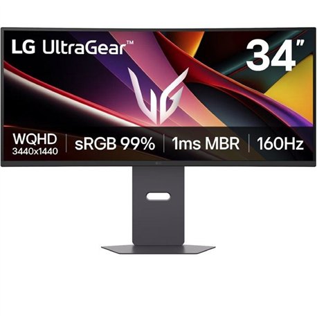 Monitor Gaming Ultrapanorámico Curvo LG UltraGear 34G600A-B 34'/ UWQHD/ Multimedia/ 5ms/ 160Hz/ VA/ Regulable en Altura/ Negro