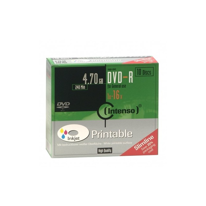 Intenso DVD-R 4.7GB, Printable, 16x 4.7GB DVD-R 10pieza(s)