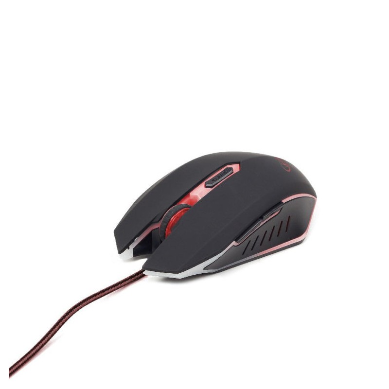 Gembird MUSG-001-R USB 2400DPI Ambidextro Negro, Rojo ratón