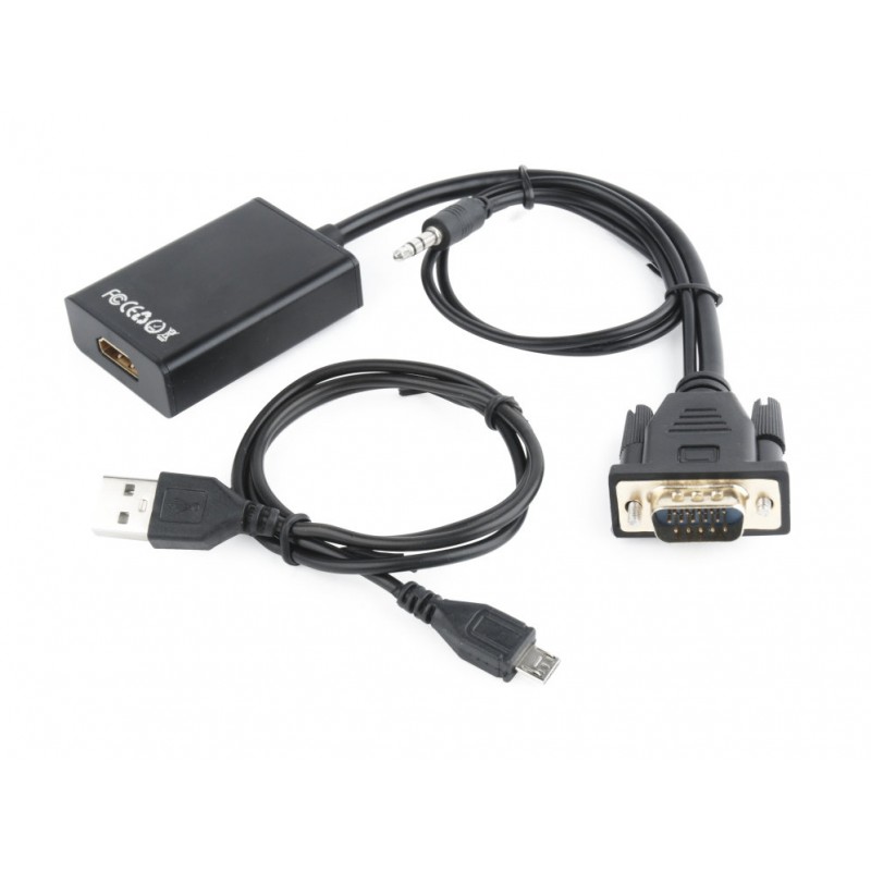 Gembird A-VGA-HDMI-01 HDMI 19 pin Negro adaptador de cable