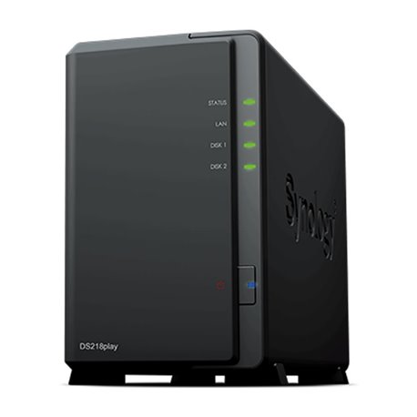 NAS Synology Diskstation DS218PLAY/ 2 Bahías 3.5'- 2.5'/ 1GB DDR4/ Formato Torre