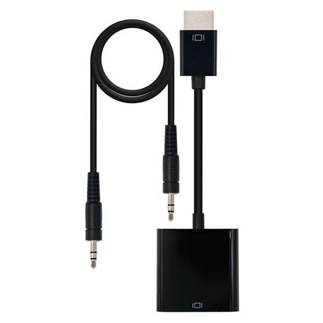 Adaptador Nanocable 10.16.2001-BK/ HDMI Macho - VGA Hembra/ Jack 3.5 Hembra