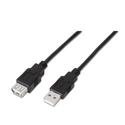 Cable Alargador USB Aisens A101-0015/ USB Macho - USB Hembra/ 1m/ Negro