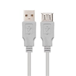 Cable Alargador USB Nanocable 10.01.0202/ USB Macho - USB Hembra/ 1m/ Beige
