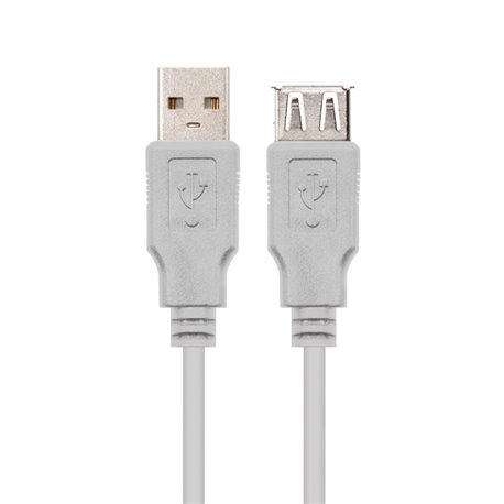 Cable Alargador USB Nanocable 10.01.0202/ USB Macho - USB Hembra/ 1m/ Beige