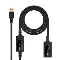 Cable Alargador USB Nanocable 10.01.0213/ USB Macho - USB Hembra/ 15m/ Negro