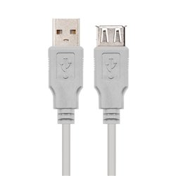 Cable Alargador USB Nanocable 10.01.203/ USB Macho - USB Hembra/ 1.8m/ Beige