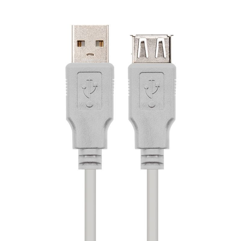 Cable Alargador USB Nanocable 10.01.203/ USB Macho - USB Hembra/ 1.8m/ Beige