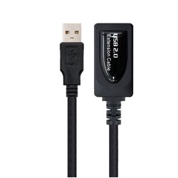 Cable Alargador USB Nanocable 10.01.0211/ USB Macho - USB Hembra/ 5m/ Negro