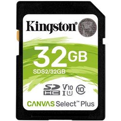 Tarjeta de Memoria Kingston CANVAS Select Plus 32GB SD HC/ Clase 10/ 100MBs