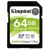 Tarjeta de Memoria Kingston CANVAS Select Plus 64GB SD XC/ Clase 10/ 100MBs