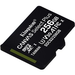 Tarjeta de Memoria Kingston CANVAS Select Plus 256GB microSD XC/ Clase 10/ 100MBs
