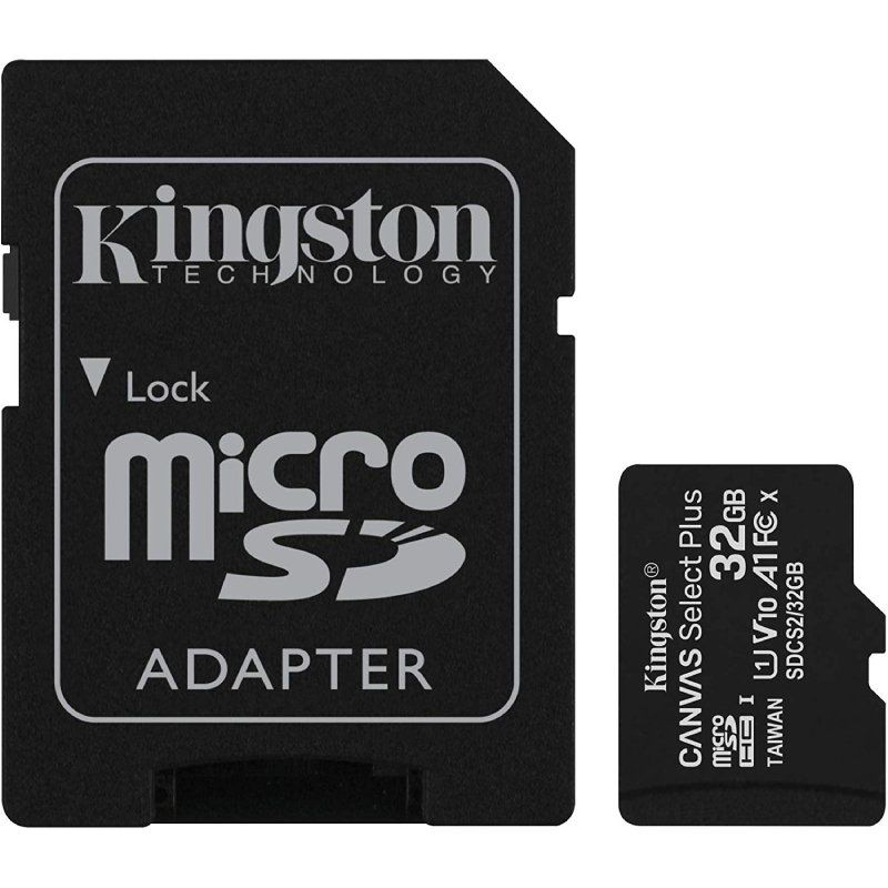 Tarjeta de Memoria Kingston CANVAS Select Plus 32GB microSD HC con Adaptador/ Clase 10/ 100MBs