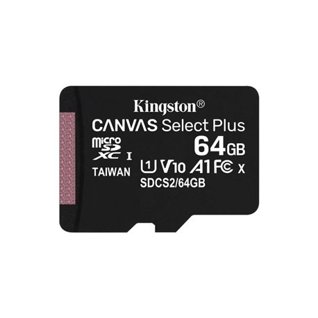Tarjeta de Memoria Kingston CANVAS Select Plus 64GB microSD XC/ Clase 10/ 100MBs