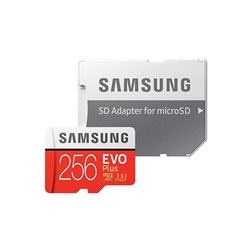Tarjeta de Memoria Samsung EVO Plus 256GB microSD XC con Adaptador/ Clase 10/ 100MBs