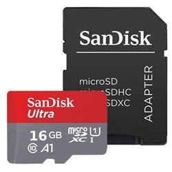 Tarjeta de Memoria SanDisk Ultra Android 16GB microSD HC A1 con Adaptador/ Clase 10/ 98MBs