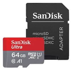 Tarjeta de Memoria SanDisk Ultra Android 64GB microSD XC UHS-I con Adaptador/ Clase 10/ 100MBs