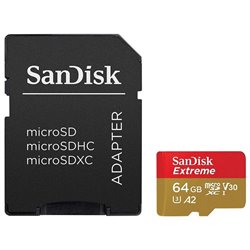Tarjeta de Memoria SanDisk Extreme 64GB microSD XC UHS-I con Adaptador/ Clase 10/ 60MBs