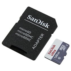 Tarjeta de Memoria SanDisk Ultra 128GB microSD XC con Adaptador/ Clase 10/ 80MBs