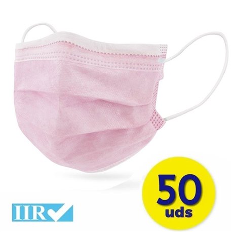 Mascarillas Quirúrgicas IIR Club Náutico/ Pack 50 uds/ Rosas