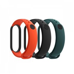 Pack de Correas para Pulsera Xiaomi Mi Smart Band 5 Strap/ 3 unidades/ Negro/ Naranja/ Verde