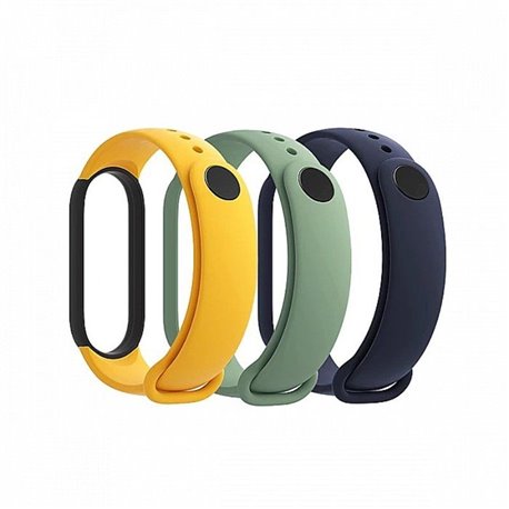 Pack de Correas para Xiaomi Mi Smart Band 5 Strap/ 3 unidades/ Azul/ Amarillo/ Verde Claro