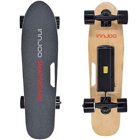 Mini Monopatín Eléctrico Innjoo Electric Small Skate/ con Control Remoto para Adulto/ Niños/ Motor 300W/ 15 km/h/ Negro