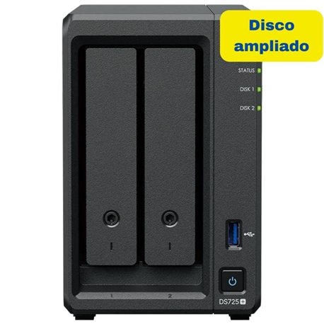 NAS Synology Diskstation DS725+/ 2 Bahías 3.5'- 2.5'/ 4GB DDR4/ 8TB/ Formato Torre